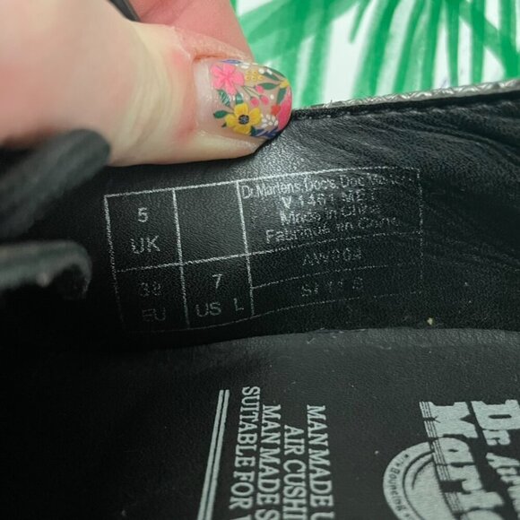 Dr Martens 1461 Met Oxford Lace Up Shoes Silver Metallic Snake Size 7 - Picture 4 of 9